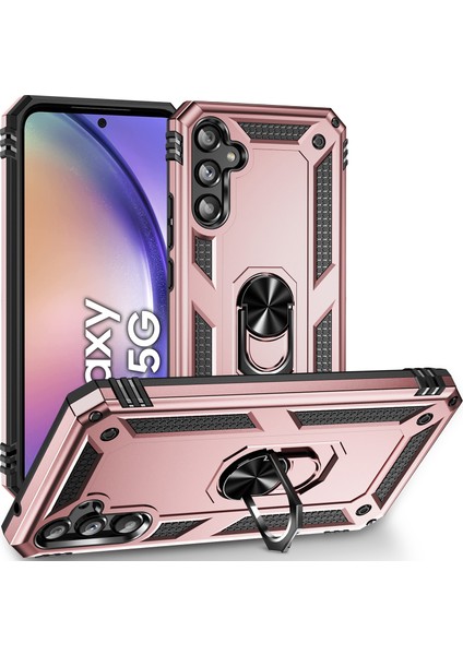 Samsung Galaxy A54 Için Halka Tutuculu Çift Katmanlı Telefon Kılıfı - Rose Gold (Yurt Dışından)