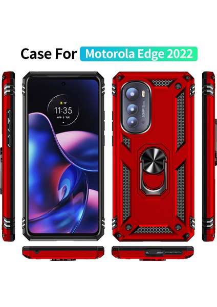 Motorola Edge 2022 Için Halka Tutuculu Çift Katmanlı Telefon Kılıfı - Kırmızı (Yurt Dışından) fiyatları