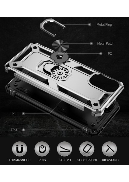 Motorola Edge 2022 Için Halka Tutuculu Çift Katmanlı Telefon Kılıfı - Gümüş (Yurt Dışından) fırsatları