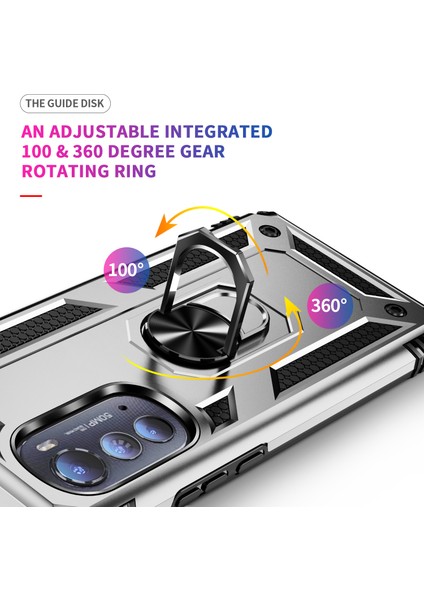Motorola Edge 2022 Için Halka Tutuculu Çift Katmanlı Telefon Kılıfı - Gümüş (Yurt Dışından) indirimleri