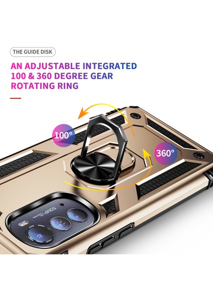 Motorola Edge 2022 Için Halka Tutuculu Çift Katmanlı Telefon Kılıfı - Altın (Yurt Dışından) indirimleri