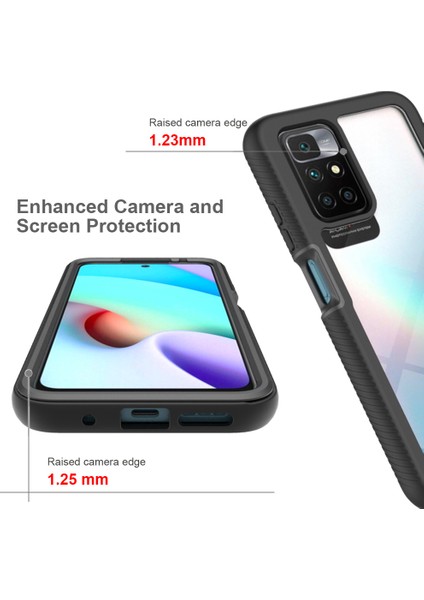 Xiaomi Redmi 10 Için Dahili Ekran Koruyucu Tam Gövde Koruma Telefon Kılıfı - Kırmızı (Yurt Dışından)