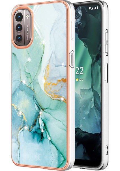 Nokia G21 / G11 Için Mermer Şık Desenli Tpu Tampon Telefon Kılıfı - Yeşil (Yurt Dışından)