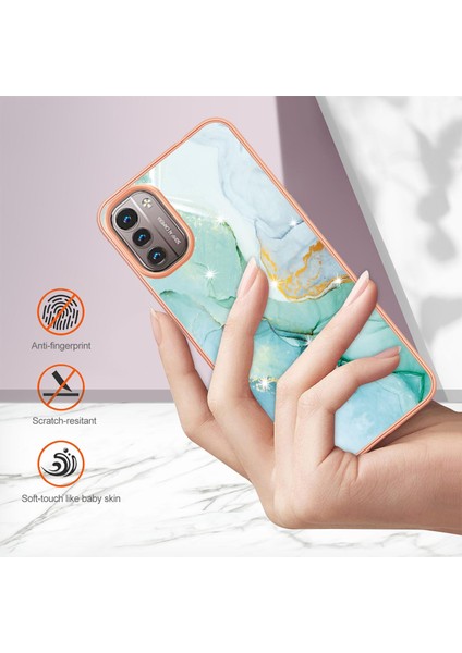 Nokia G21 / G11 Için Mermer Şık Desenli Tpu Tampon Telefon Kılıfı - Yeşil (Yurt Dışından) fırsatları