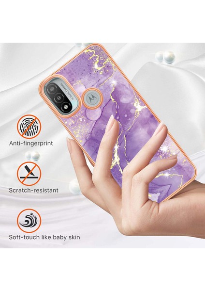 Motorola Moto E20 / E30 / E40 Için Mermer Şık Desenli Tpu Tampon Telefon Kılıfı - Mor (Yurt Dışından) fiyatları