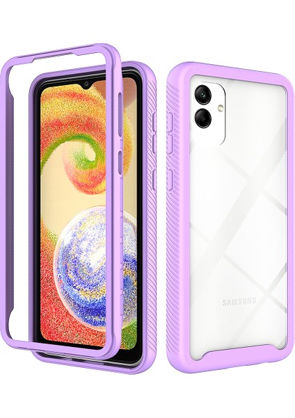 Samsung Galaxy A04 Için Hibrit Bumper Tam Koruma Telefon Kılıfı - Mor (Yurt Dışından)