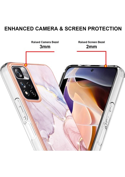 Xiaomi Redmi Note 11 Pro 5g / 4g Için Mermer Şık Desenli Tpu Tampon Telefon Kılıfı - Rose Gold (Yurt Dışından)