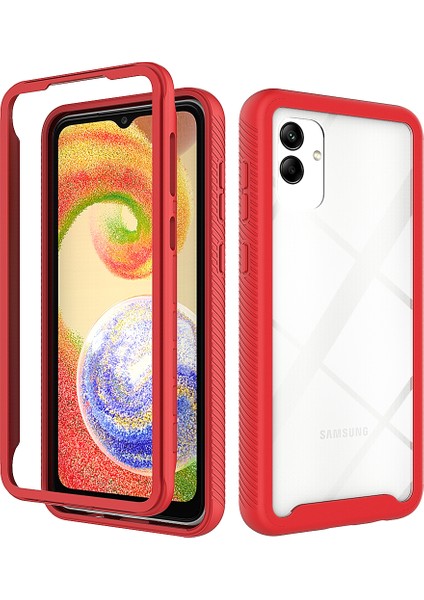 Samsung Galaxy A04 Için Hibrit Bumper Tam Koruma Telefon Kılıfı - Kırmızı (Yurt Dışından)