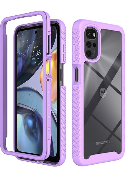 Motorola Moto G22 Için Hibrit Bumper Tam Koruma Telefon Kılıfı - Mor (Yurt Dışından)