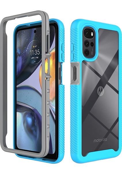 Motorola Moto G22 Için Hibrit Bumper Tam Koruma Telefon Kılıfı - Mavi (Yurt Dışından)