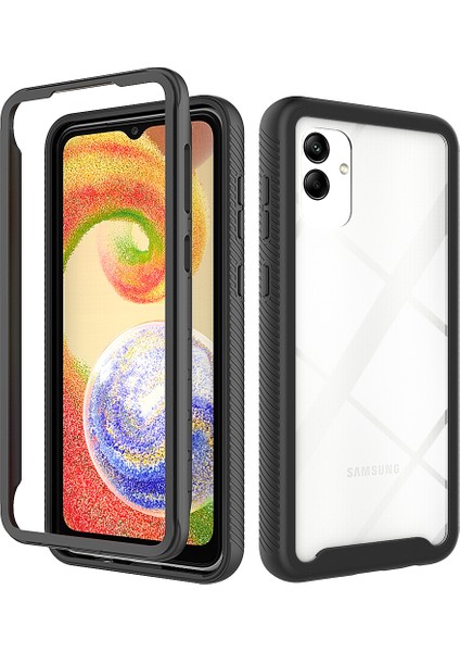 Samsung Galaxy A04 Için Hibrit Bumper Tam Koruma Telefon Kılıfı - Siyah (Yurt Dışından)