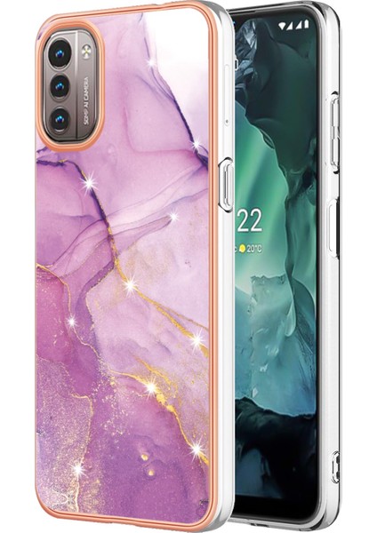 Nokia G21 / G11 Için Mermer Şık Desenli Tpu Tampon Telefon Kılıfı - Pembe (Yurt Dışından)