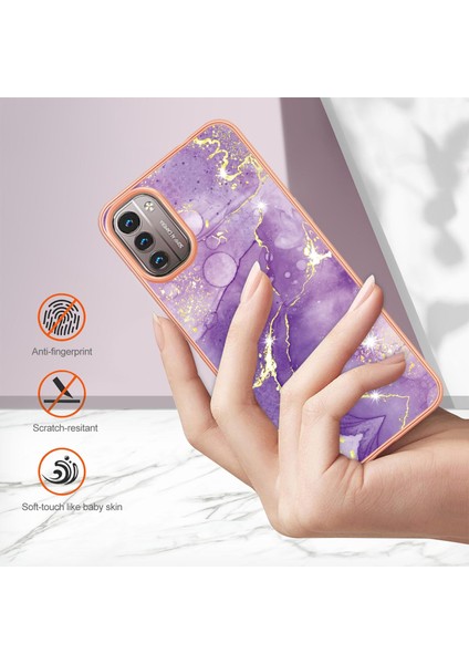 Nokia G21 / G11 Için Mermer Şık Desenli Tpu Tampon Telefon Kılıfı - Mor (Yurt Dışından) fırsatları