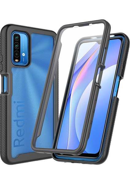 Xiaomi Poco M3 Için Dahili Ekran Koruyucu Tam Gövde Koruma Telefon Kılıfı - Siyah (Yurt Dışından)