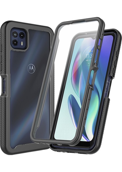 Motorola Moto G50 5g Için Dahili Ekran Koruyucu Tam Gövde Koruma Telefon Kılıfı - Siyah (Yurt Dışından)