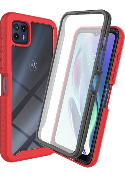 Motorola Moto G50 5g Için Dahili Ekran Koruyucu Tam Gövde Koruma Telefon Kılıfı - Kırmızı (Yurt Dışından)