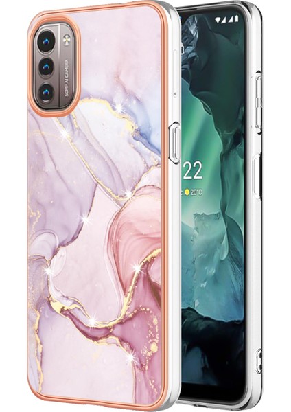 Nokia G21 / G11 Için Mermer Şık Desenli Tpu Tampon Telefon Kılıfı - Rose Gold (Yurt Dışından)