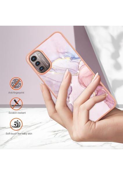 Nokia G21 / G11 Için Mermer Şık Desenli Tpu Tampon Telefon Kılıfı - Rose Gold (Yurt Dışından) fırsatları