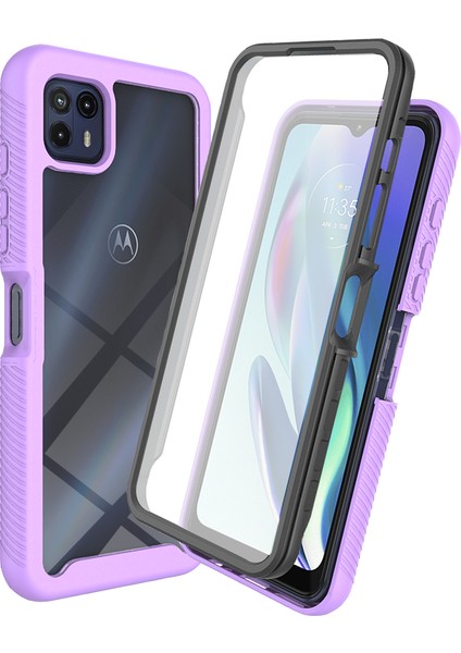 Motorola Moto G50 5g Için Dahili Ekran Koruyucu Tam Gövde Koruma Telefon Kılıfı - Mor (Yurt Dışından)
