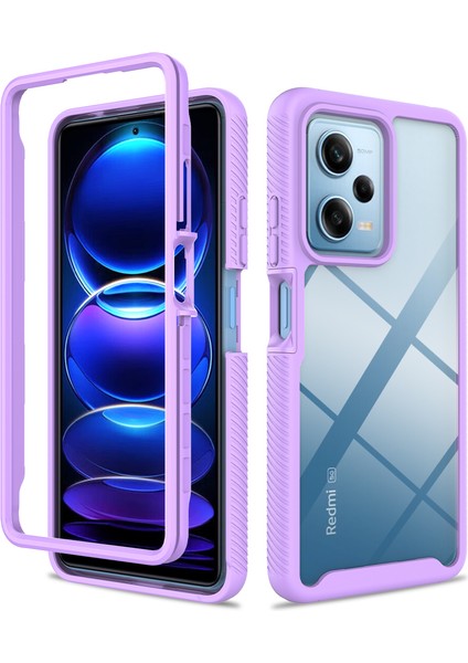 Xiaomi Poco X5 Pro Için Hibrit Bumper Tam Koruma Telefon Kılıfı - Mor (Yurt Dışından)