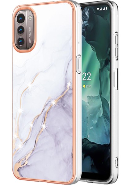 Nokia G21 / G11 Için Mermer Şık Desenli Tpu Tampon Telefon Kılıfı - Beyaz (Yurt Dışından)