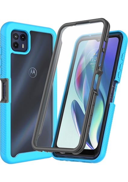 Motorola Moto G50 5g Için Dahili Ekran Koruyucu Tam Gövde Koruma Telefon Kılıfı - Mavi (Yurt Dışından)
