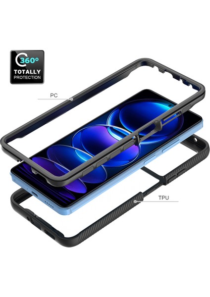 Xiaomi Poco X5 Pro Için Hibrit Bumper Tam Koruma Telefon Kılıfı - Siyah (Yurt Dışından) modelleri