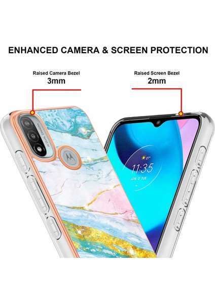 Motorola Moto E20 / E30 / E40 Için Mermer Şık Desenli Tpu Tampon Telefon Kılıfı - Altın (Yurt Dışından) fırsatları