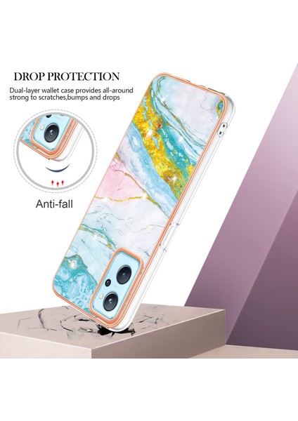 Oppo A36 / Realme 9i Için Mermer Şık Desenli Tpu Tampon Telefon Kılıfı - Altın (Yurt Dışından)