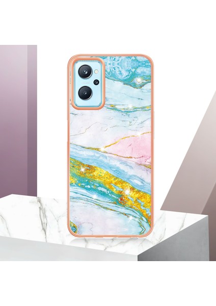 Oppo A36 / Realme 9i Için Mermer Şık Desenli Tpu Tampon Telefon Kılıfı - Altın (Yurt Dışından)