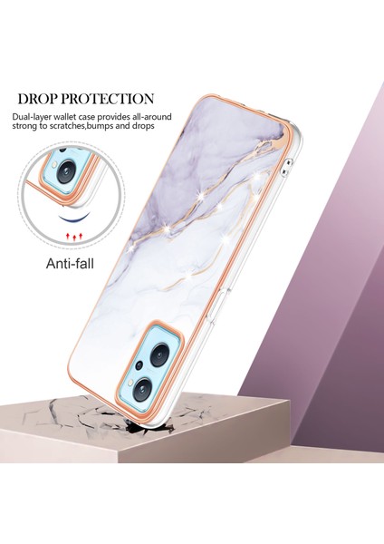 Oppo A36 / Realme 9i Için Mermer Şık Desenli Tpu Tampon Telefon Kılıfı - Beyaz (Yurt Dışından)
