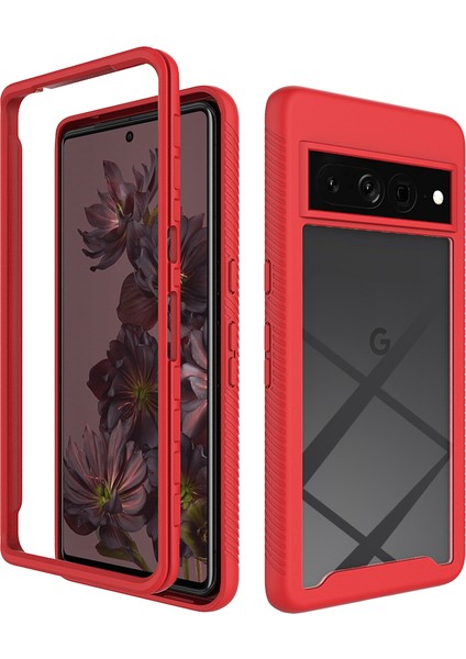 Google Pixel 7 Pro Için Hibrit Bumper Tam Koruma Telefon Kılıfı - Kırmızı (Yurt Dışından)