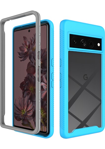 Google Pixel 7 Pro Için Hibrit Bumper Tam Koruma Telefon Kılıfı - Mavi (Yurt Dışından)