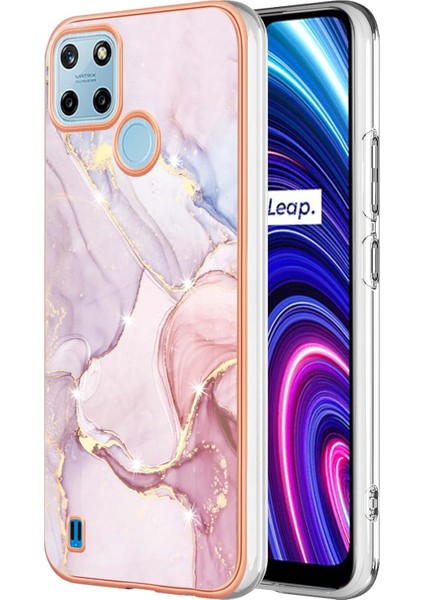 Oppo Realme C21Y Için Mermer Şık Desenli Tpu Tampon Telefon Kılıfı - Rose Gold (Yurt Dışından)