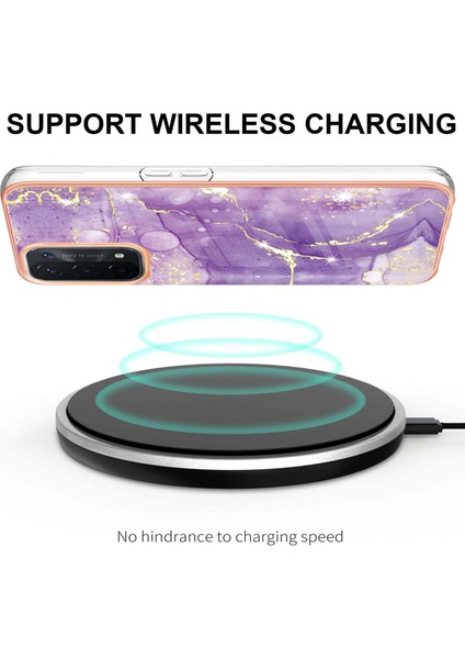 Oppo A74 5g / A93 5g / A54 5g / A93S 5g Için Mermer Şık Desenli Tpu Tampon Telefon Kılıfı - Mor (Yurt Dışından) modelleri