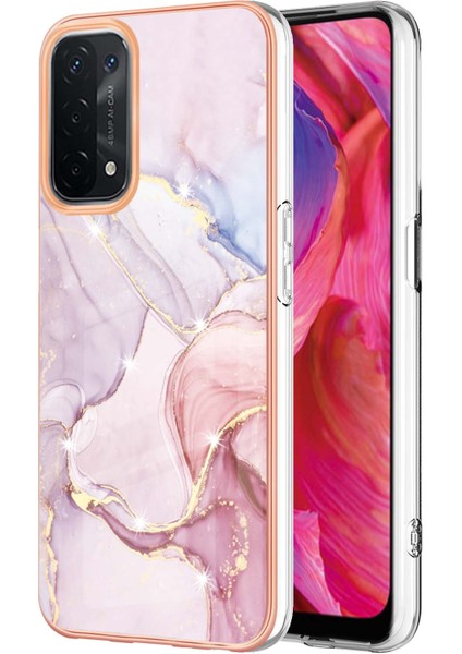 Oppo A74 5g / A93 5g / A54 5g / A93S 5g Için Mermer Şık Desenli Tpu Tampon Telefon Kılıfı - Rose Gold (Yurt Dışından)