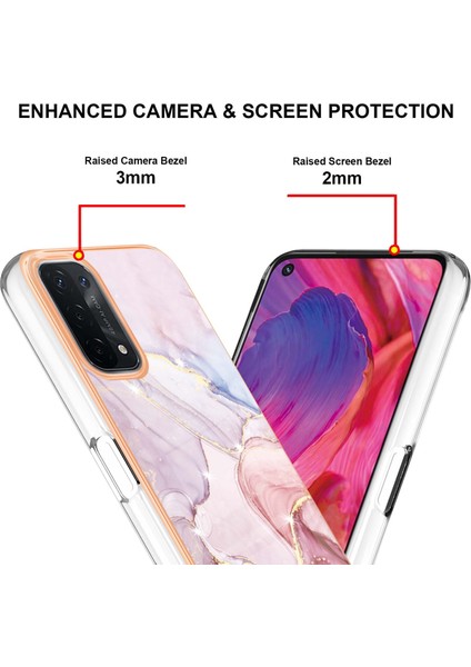Oppo A74 5g / A93 5g / A54 5g / A93S 5g Için Mermer Şık Desenli Tpu Tampon Telefon Kılıfı - Rose Gold (Yurt Dışından) fırsatları