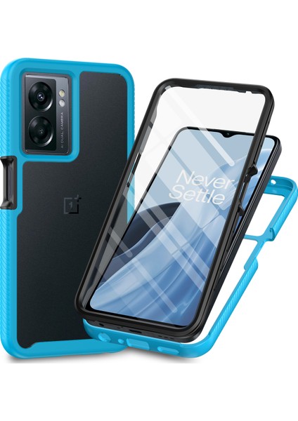 Oneplus Nord N300/OPPO A57/A57S/A77 Için Dahili Ekran Koruyucu Tam Gövde Koruma Telefon Kılıfı - Mavi (Yurt Dışından)