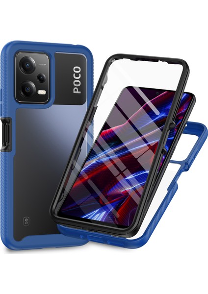 Xiaomi Poco X5 Için Dahili Ekran Koruyucu Tam Gövde Koruma Telefon Kılıfı - Lacivert (Yurt Dışından)
