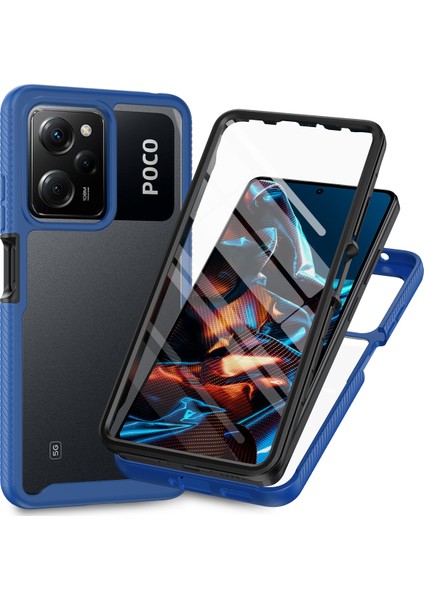 Xiaomi Poco X5 Pro Için Dahili Ekran Koruyucu Tam Gövde Koruma Telefon Kılıfı - Lacivert (Yurt Dışından)