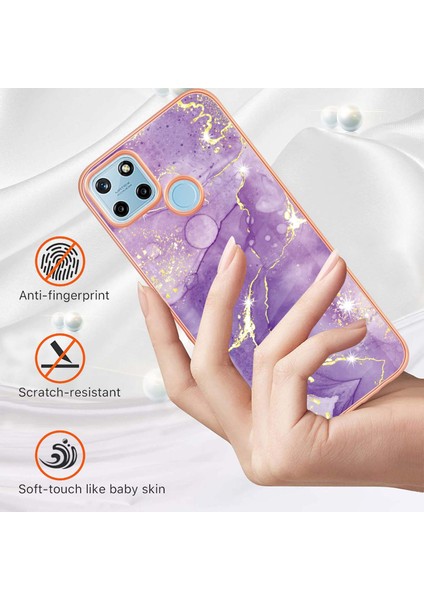 Oppo Realme C21Y Için Mermer Şık Desenli Tpu Tampon Telefon Kılıfı - Mor (Yurt Dışından) fiyatları