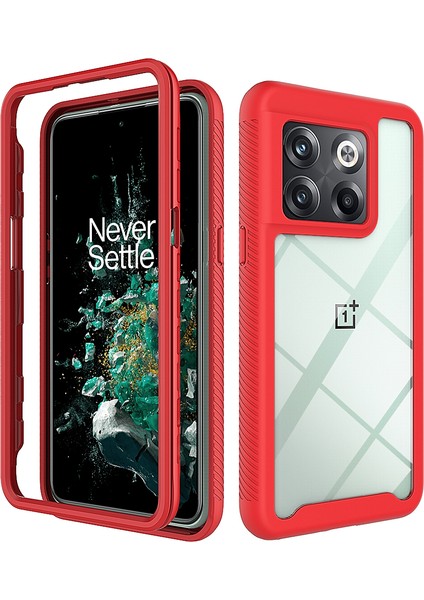 Oneplus 10T Için Hibrit Bumper Tam Koruma Telefon Kılıfı - Kırmızı (Yurt Dışından)