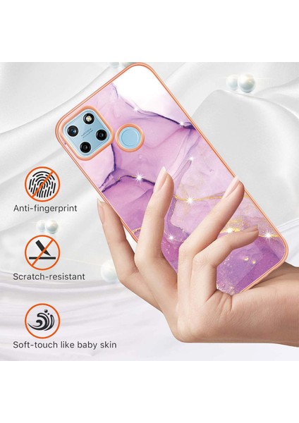 Oppo Realme C21Y Için Mermer Şık Desenli Tpu Tampon Telefon Kılıfı - Pembe (Yurt Dışından) fiyatları