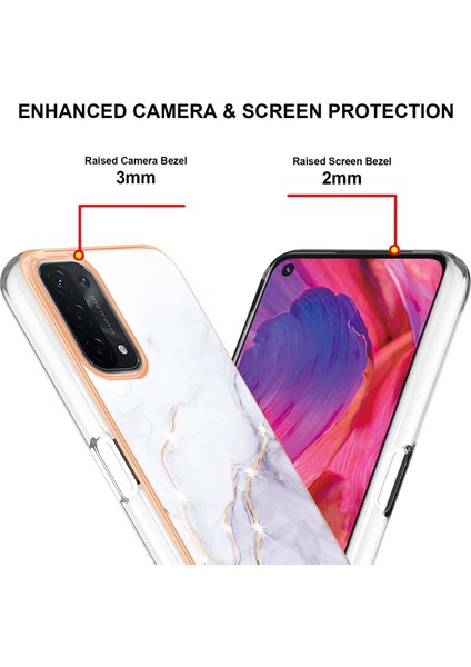 Oppo A74 5g / A93 5g / A54 5g / A93S 5g Için Mermer Şık Desenli Tpu Tampon Telefon Kılıfı - Beyaz (Yurt Dışından) fırsatları