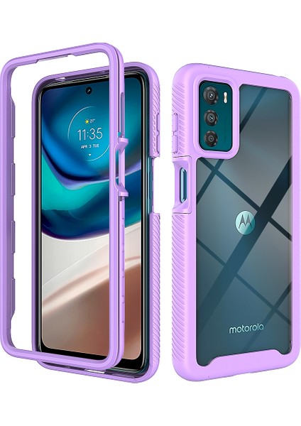 Motorola Moto G42 Için Hibrit Bumper Tam Koruma Telefon Kılıfı - Mor (Yurt Dışından)