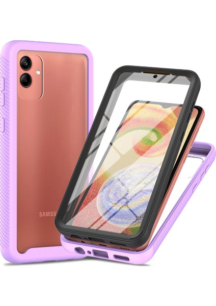 Samsung Galaxy A04 Için Dahili Ekran Koruyucu Tam Gövde Koruma Telefon Kılıfı - Mor (Yurt Dışından)