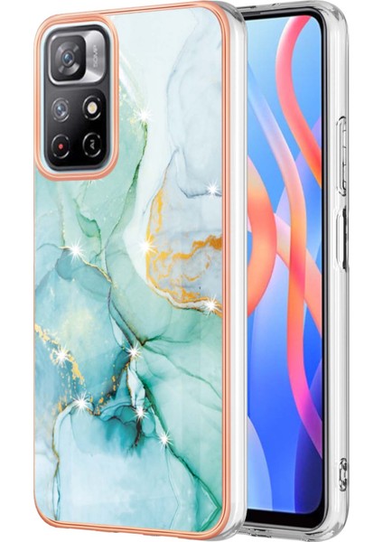 Xiaomi Poco M4 Pro 5g Için Mermer Şık Desenli Tpu Tampon Telefon Kılıfı - Yeşil (Yurt Dışından)