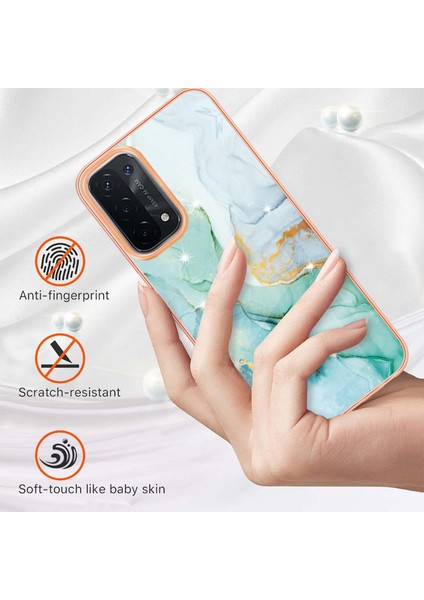 Oppo A74 5g / A93 5g / A54 5g / A93S 5g Için Mermer Şık Desenli Tpu Tampon Telefon Kılıfı - Yeşil (Yurt Dışından) fiyatları
