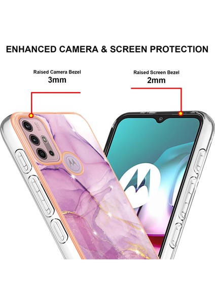 Motorola Moto G30 / G20 / G10 / G10 Power Için Mermer Şık Desenli Tpu Tampon Telefon Kılıfı - Pembe (Yurt Dışından)