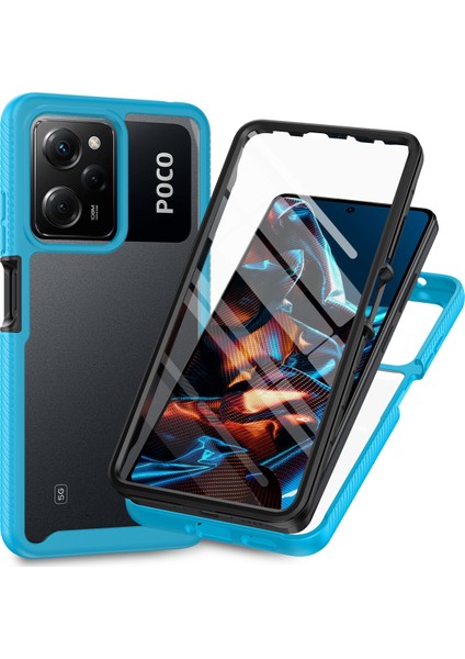 Xiaomi Poco X5 Pro Için Dahili Ekran Koruyucu Tam Gövde Koruma Telefon Kılıfı - Mavi (Yurt Dışından)
